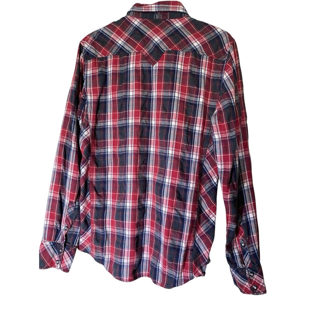 BKE Buckle Vintage Pearl Snap Plaid Flannel Western Shirt Mens Large Long Sleeve - Picture 3 of 4